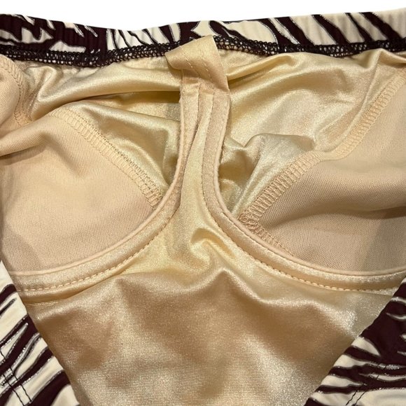 Niki Wior Womens One Piece Brown/White Leaf Print Swimsuit Size 14 Nylon/Spandex - Picture 4 of 6